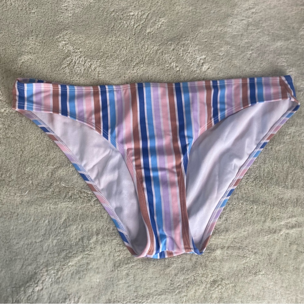 Xhilaration | Striped Bikini Bottom - Pink, Blue, White, Tan | Size XL